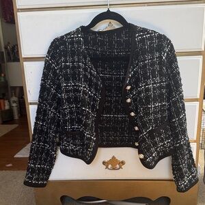 Women's Black and White Tweed Jacket